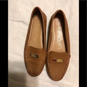 Calvin Klein leather brown moccasins size 8.5